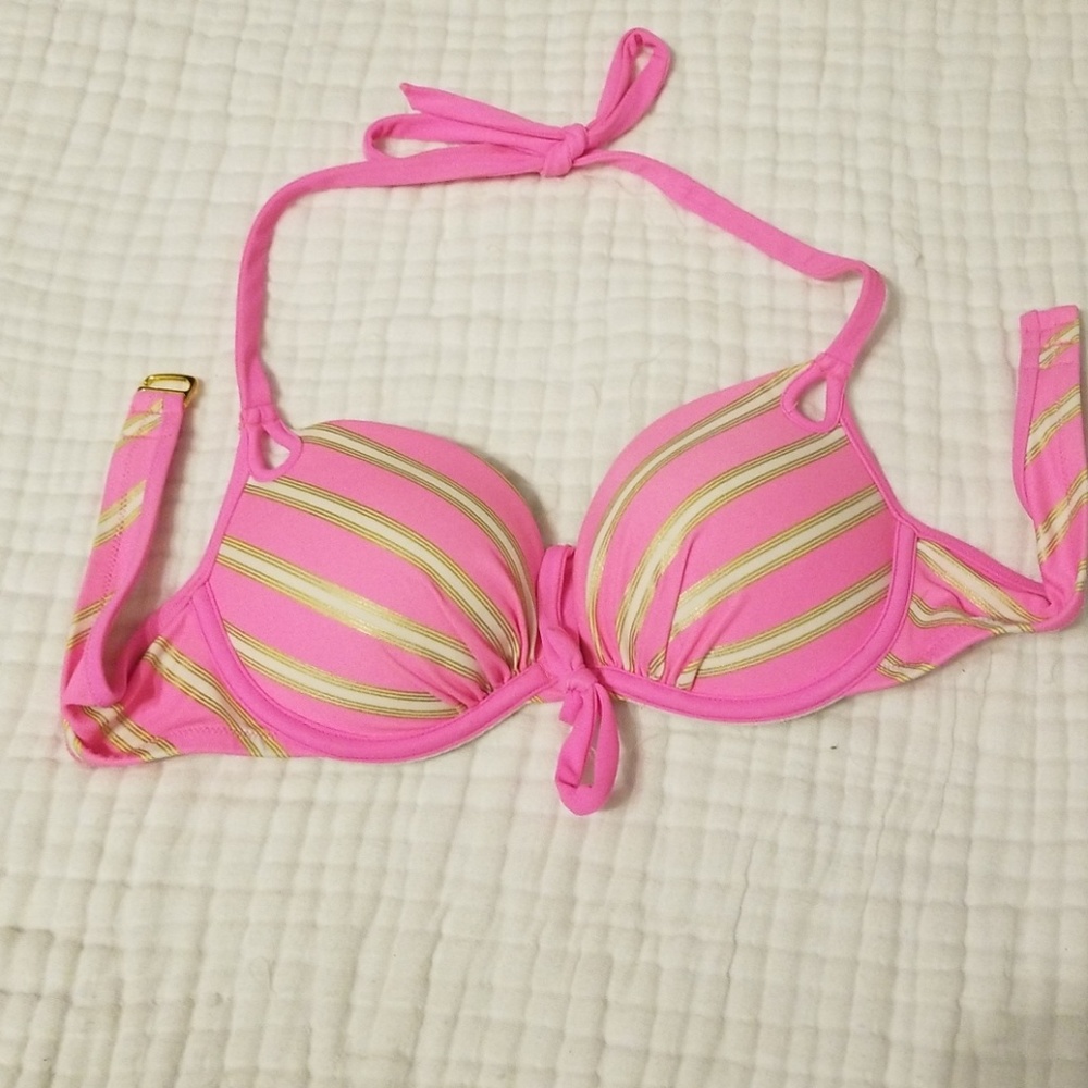 Victoria's Secret pink and gold push-up bikini top